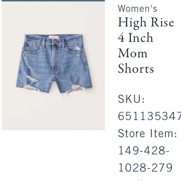Abercrombie Jean Shorts - High Rise 4in Mom Shorts size 34/18 - Picture 4 of 4